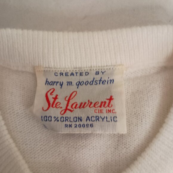 Ste Laurent Vintage White Embellished Crop 3/4 Sleeve Cardigan Sweater Women’s - Picture 5 of 16